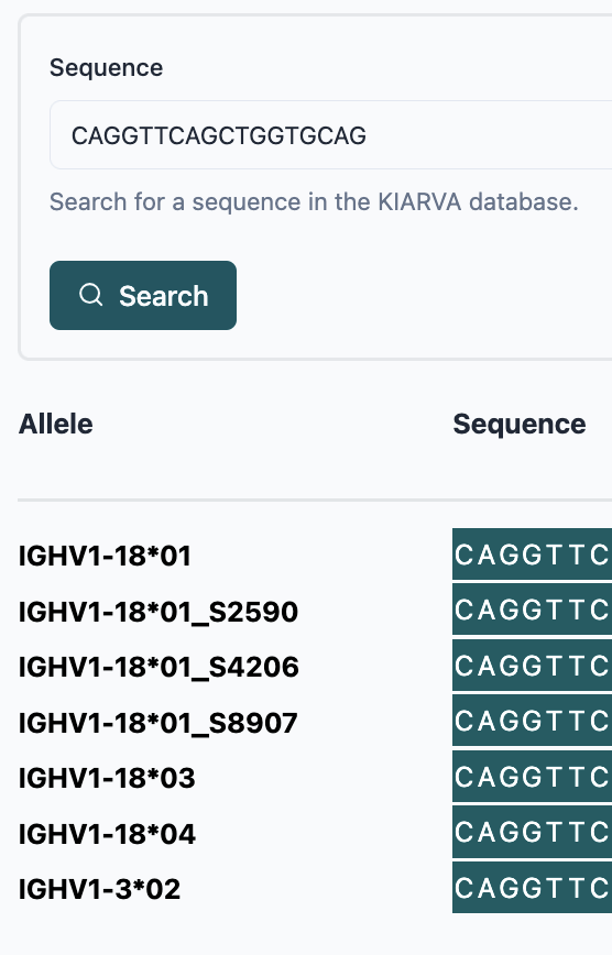 Search for sequences